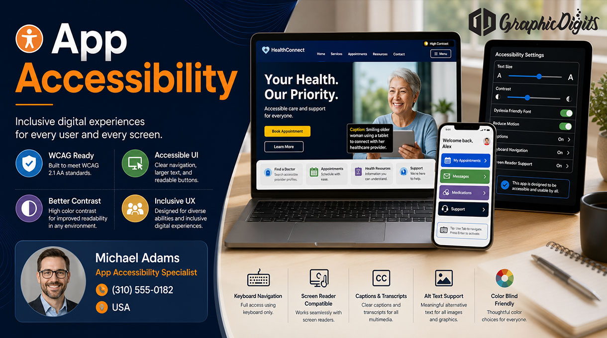 App accessibility design by Graphic Digits