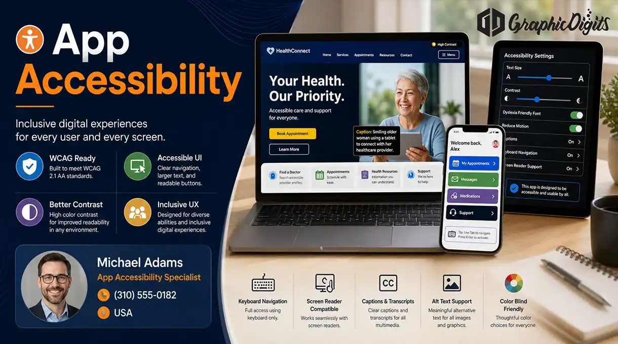 App accessibility design by Graphic Digits