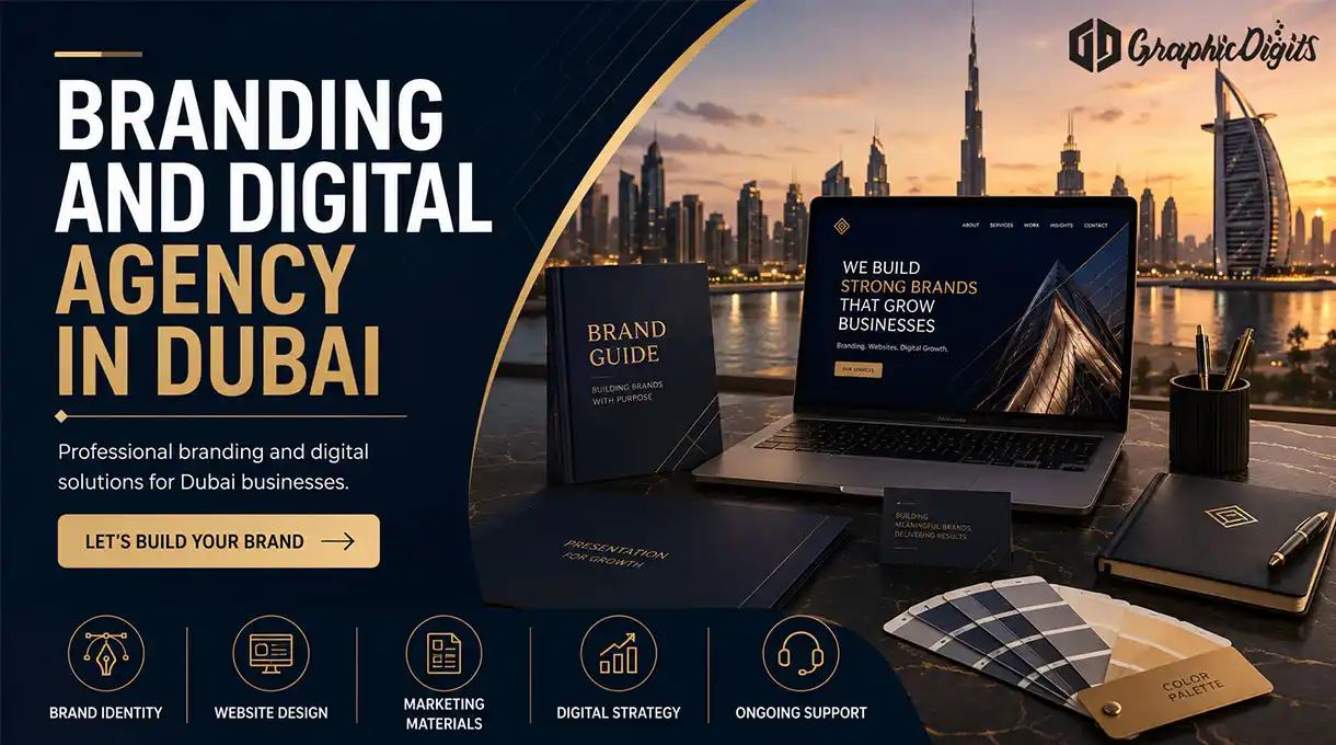 Remote branding and digital design support for Dubai businesses by Graphic Digits