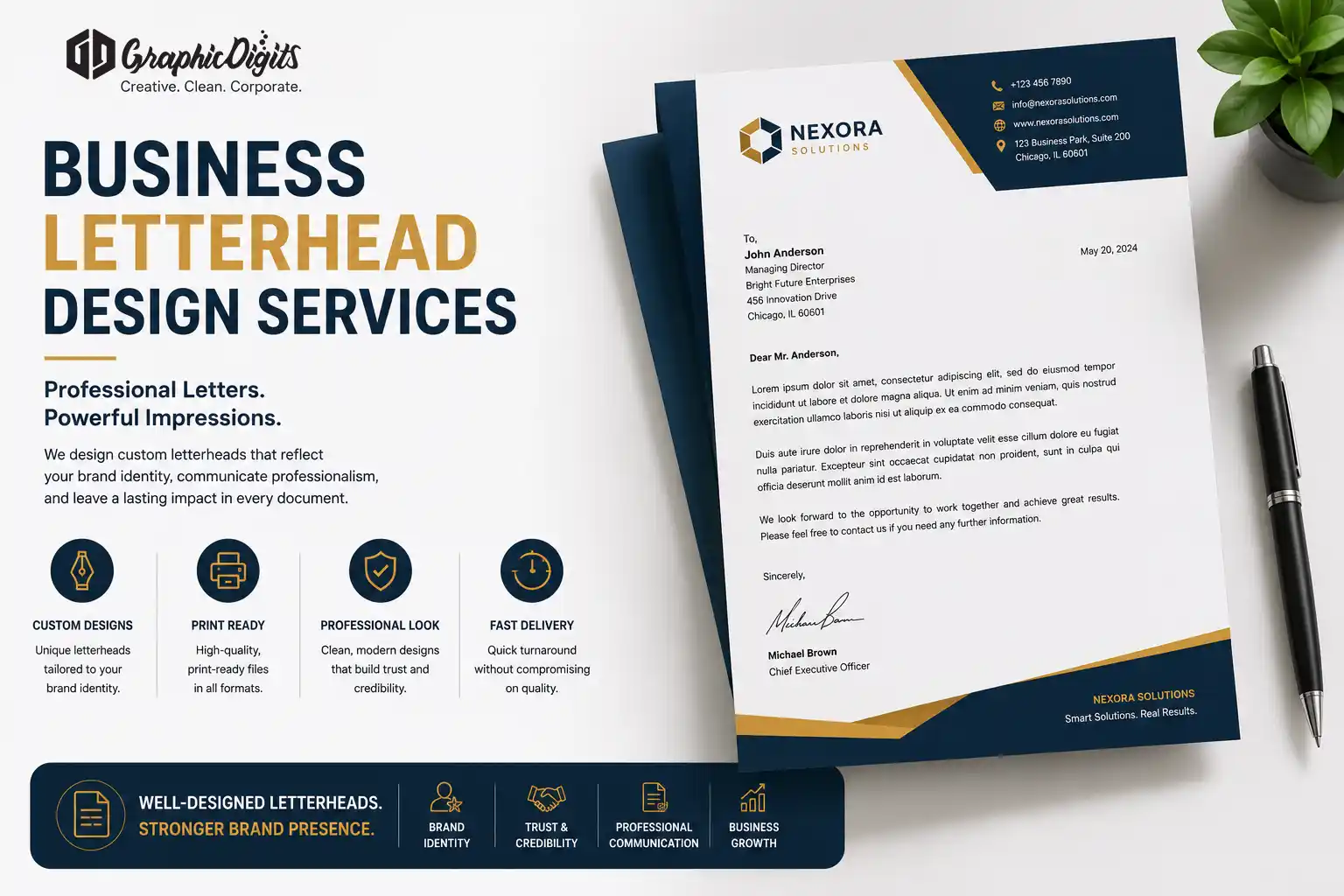 Business letterhead design services by Graphic Digits