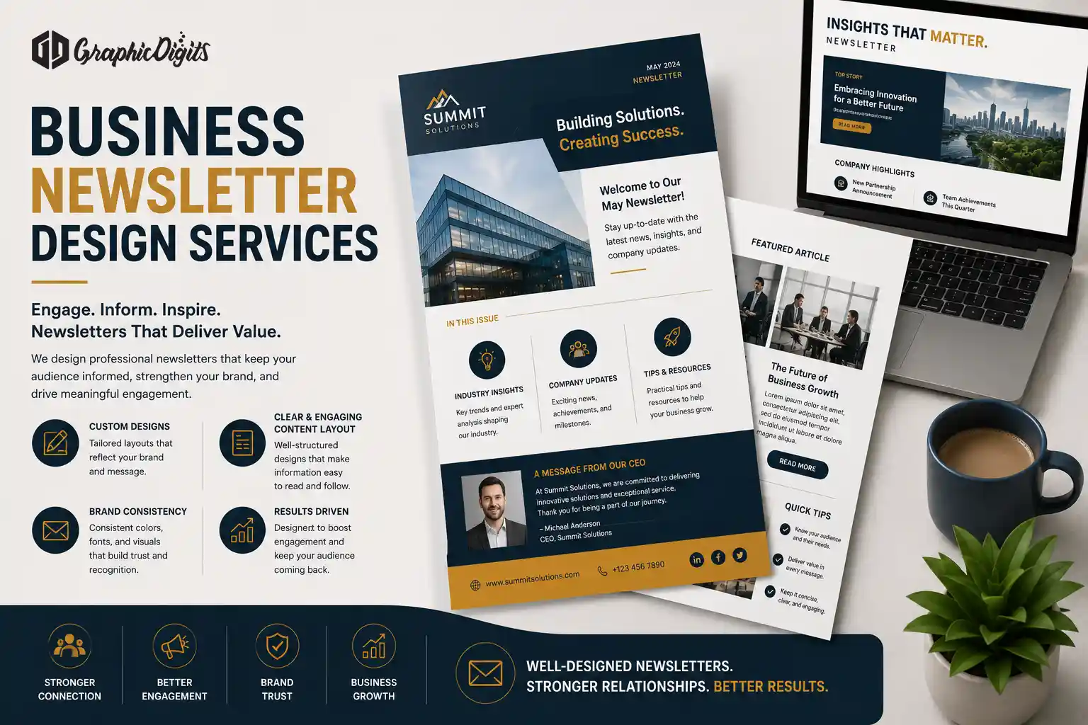 Business newsletter design services by Graphic Digits