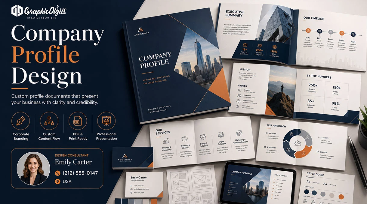 Company profile design services by Graphic Digits