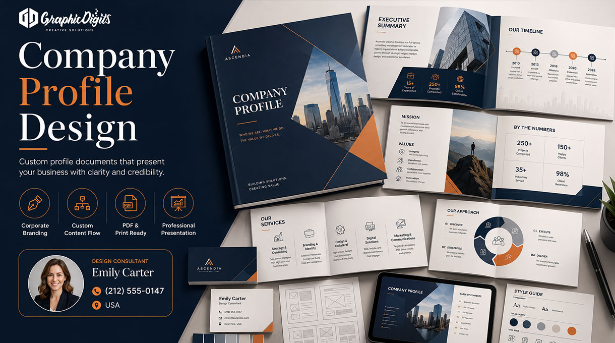Company profile design services by Graphic Digits