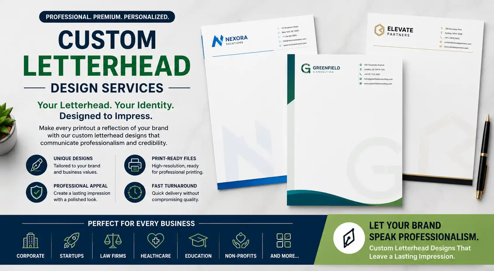 Corporate custom letterhead design services by Graphic Digits