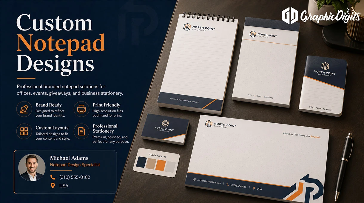 Custom notepad design services by Graphic Digits