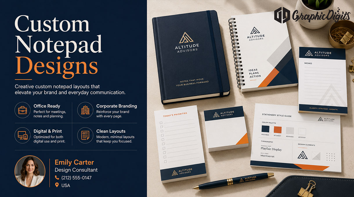 Custom notepad designs by Graphic Digits