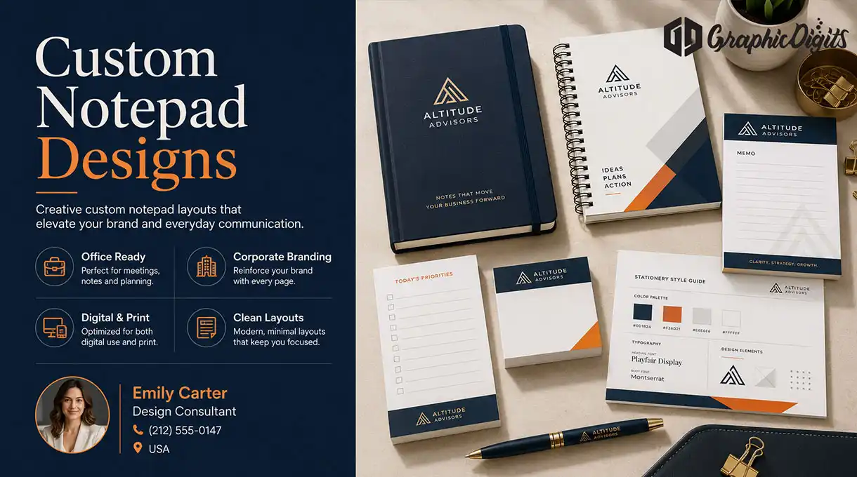 Custom notepad designs by Graphic Digits