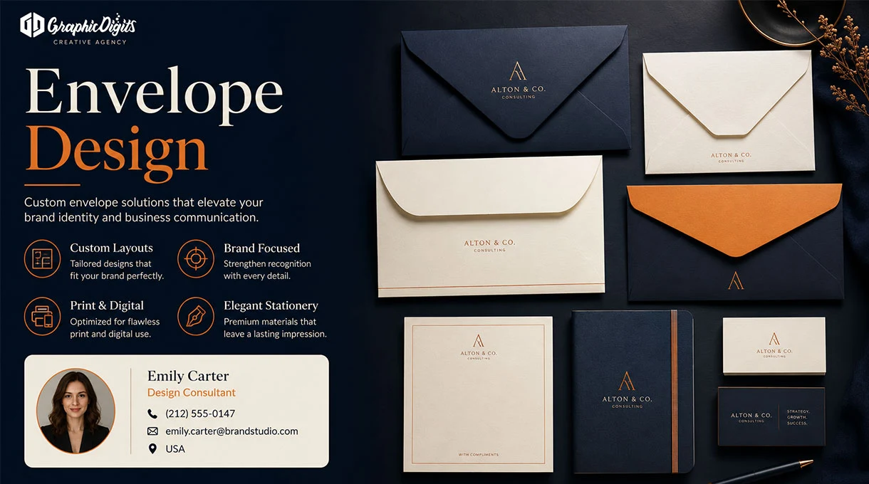 Envelope design services by Graphic Digits