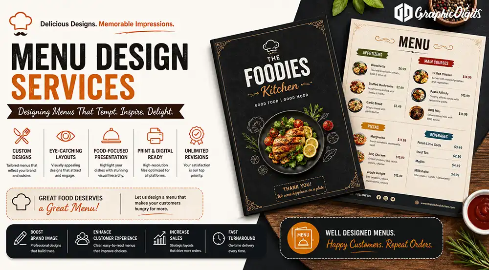 Menu design services by Graphic Digits