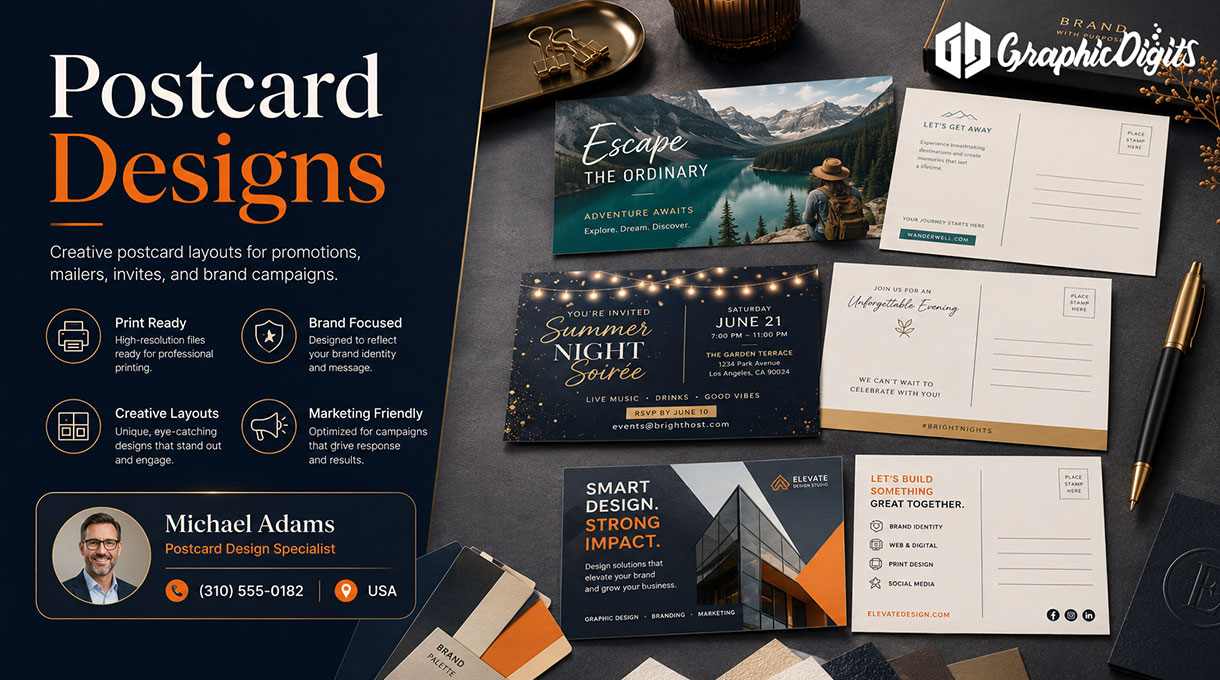 Postcard designs by Graphic Digits