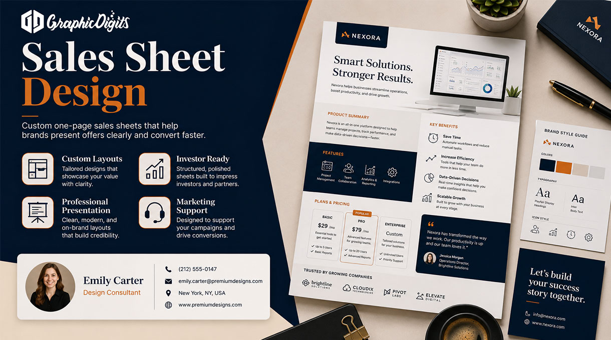 Sales sheet design services by Graphic Digits