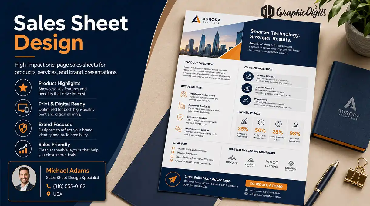 Sales sheet design by Graphic Digits