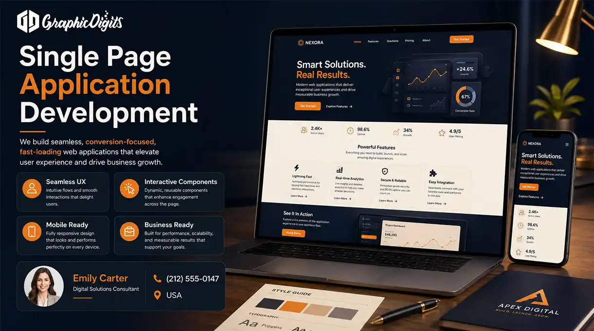 Single page application design by Graphic Digits