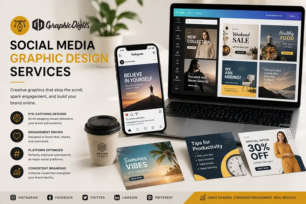Social media graphic design services by Graphic Digits