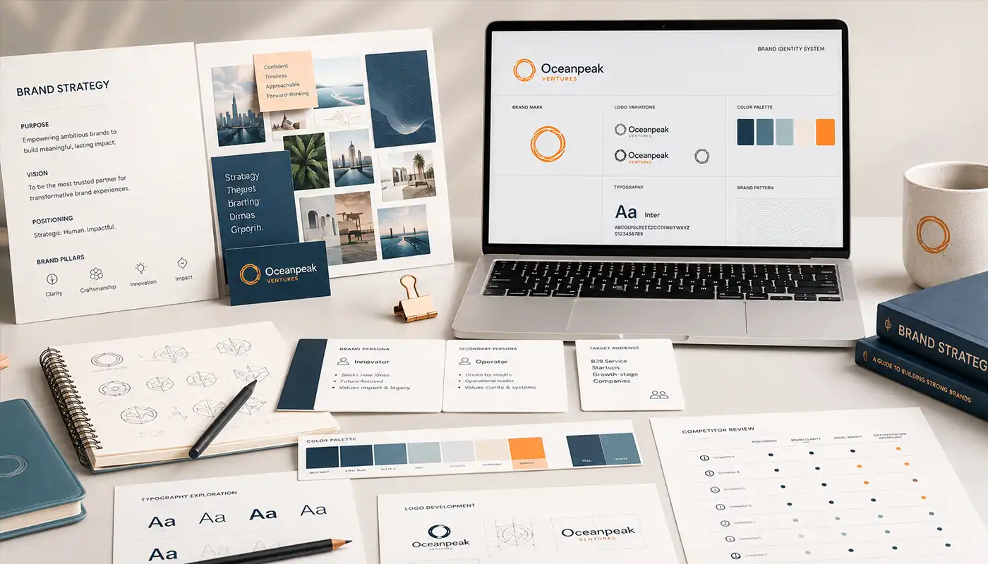 Brand strategy and discovery workspace for a San Diego branding project