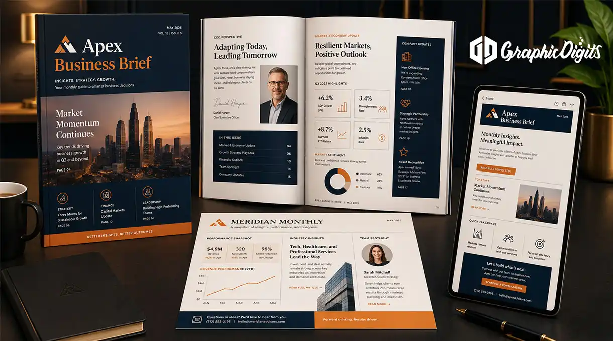 Custom newsletter design by Graphic Digits