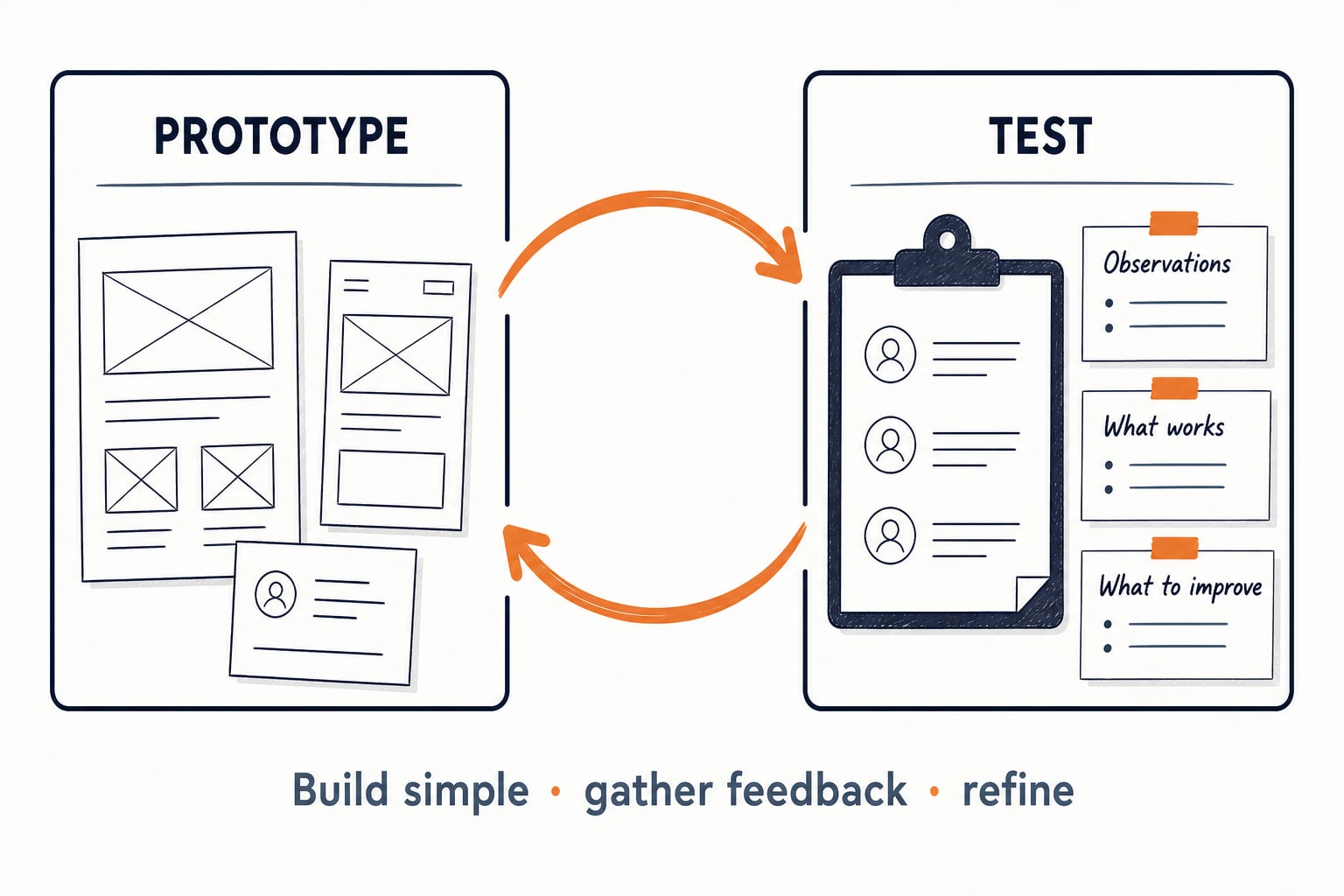 Prototype and test feedback loop in design thinking