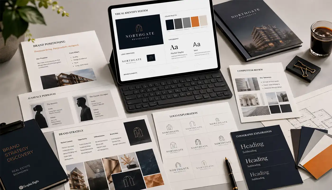 Brand strategy and discovery workspace for a real estate branding project