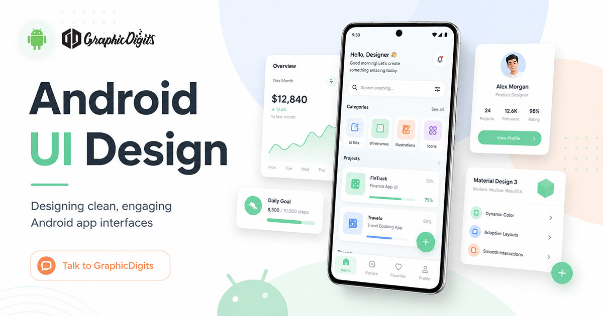 Android UI interface designer by Graphic Digits