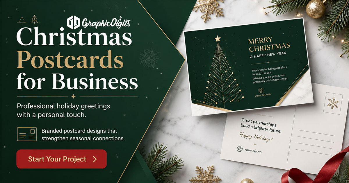 Christmas postcards for businesses by Graphic Digits