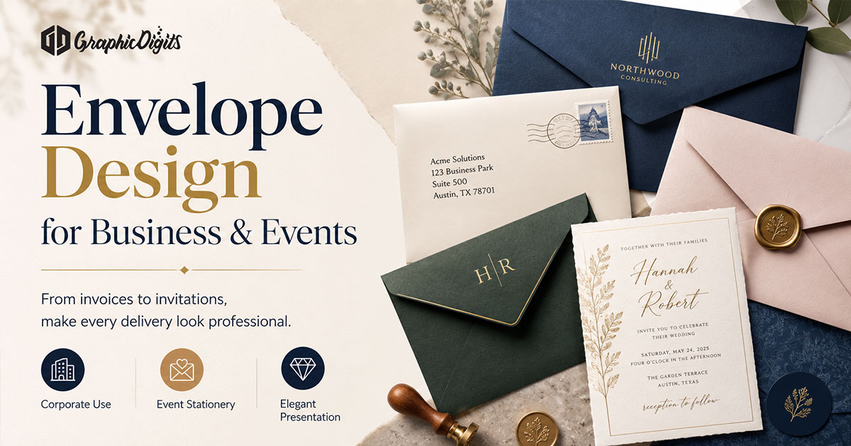 Custom envelope design by Graphic Digits