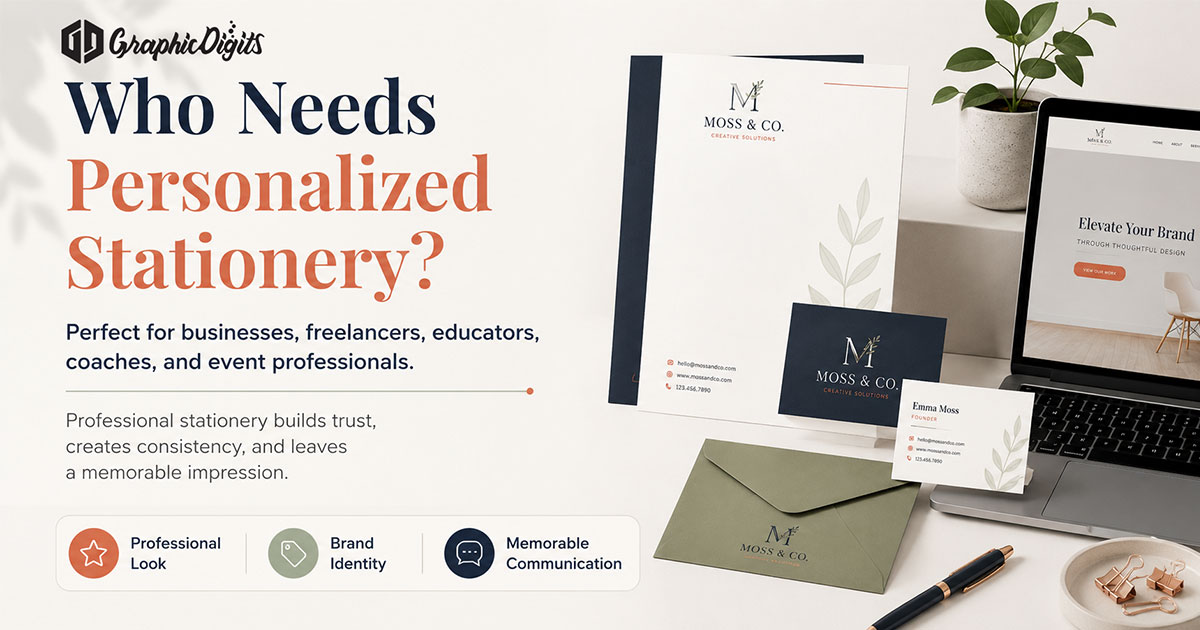 Personalized stationery cards by Graphic Digits