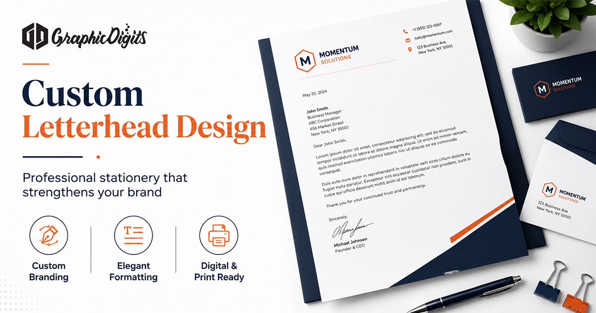 Custom letterhead stationery by Graphic Digits