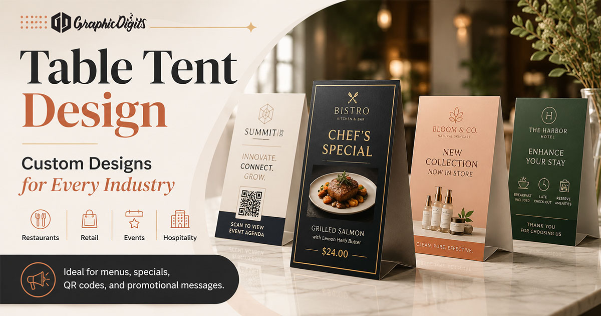 Design a table tent with Graphic Digits
