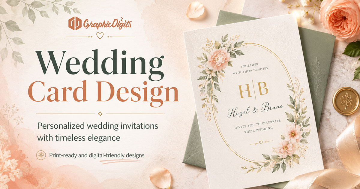 Design wedding card with Graphic Digits