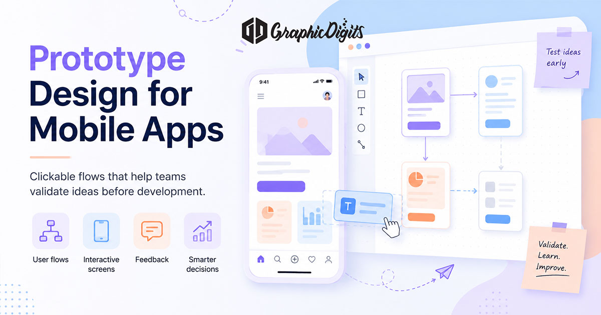 Mobile app prototype by Graphic Digits