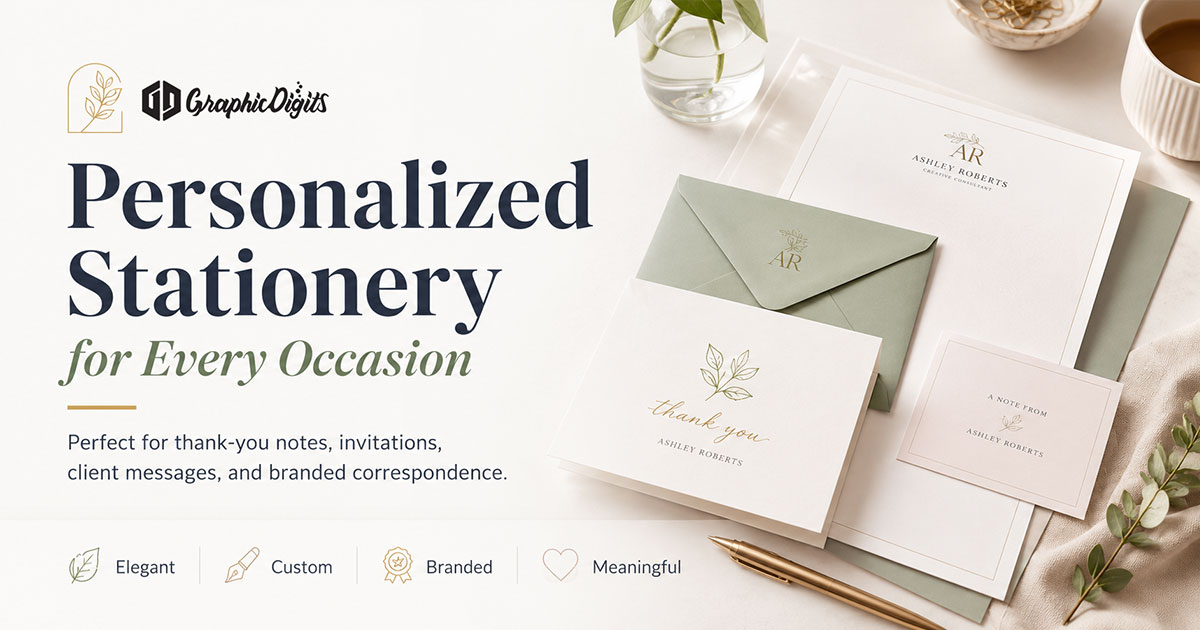 Personalized stationery cards by Graphic Digits