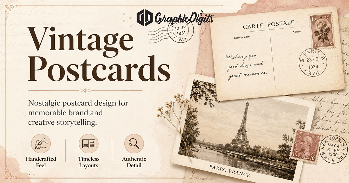 Vintage xmas postcards by Graphic Digits
